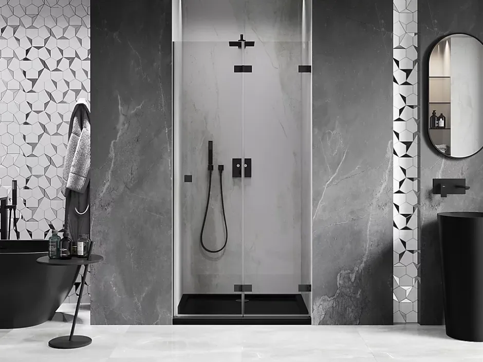 Mexen Lunar-F porte de douche pliante droite 65 cm, transparentes, noires - 836-065-000-70-00-P* Porte De Douche