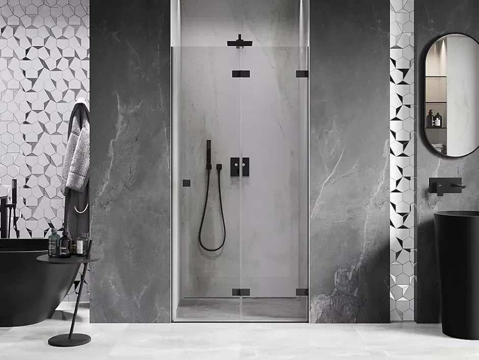 Mexen Lunar-F porte de douche pliante droite 65 cm, transparentes, noires - 836-065-000-70-00-P* Porte De Douche