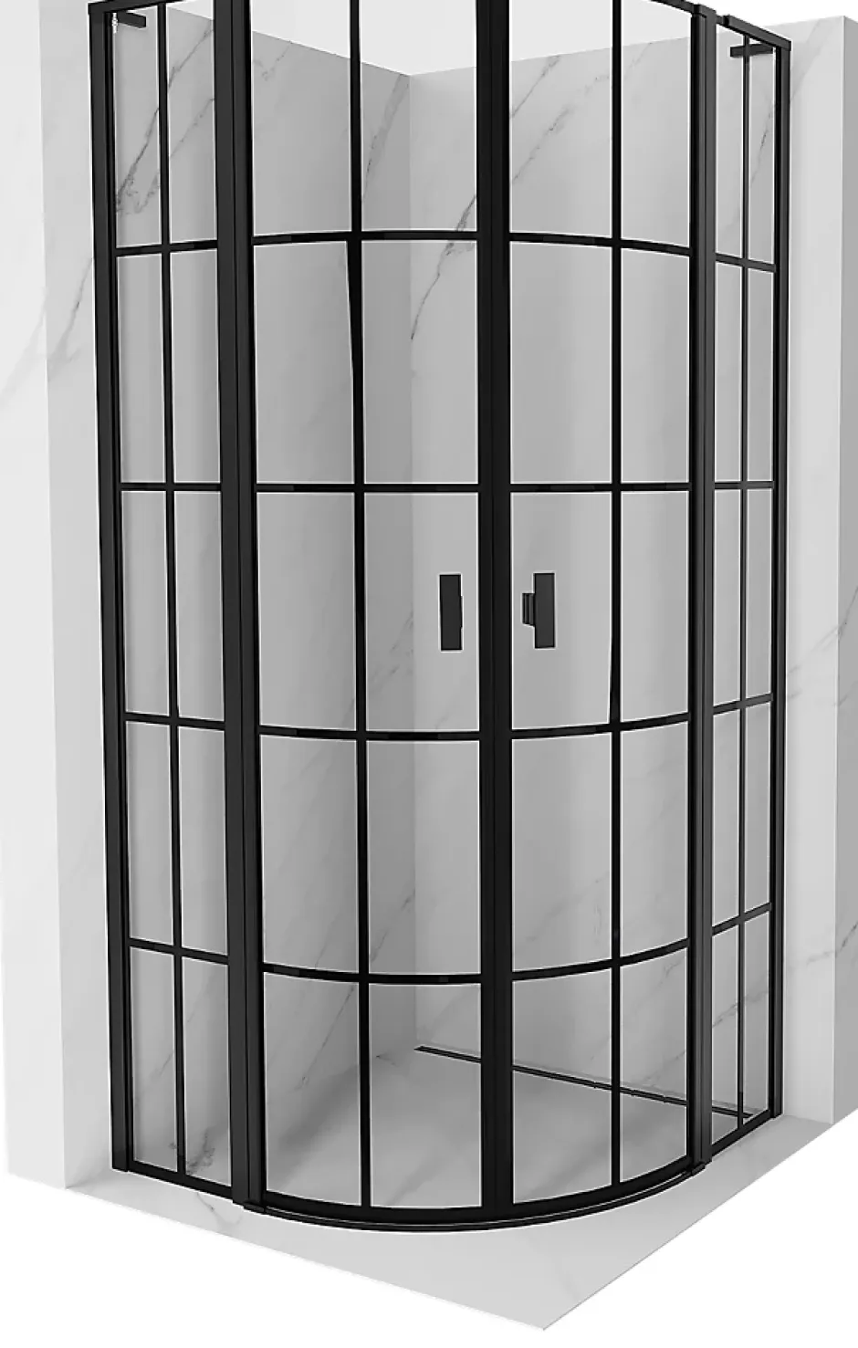 Mexen Mist L cabine de douche quart-de-rond pivotante 90 x 90 cm, grille noire, noir - 8A32L-090-090-70-77* Cabine De Douche