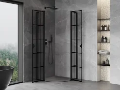 Mexen Mist L cabine de douche quart-de-rond pivotante 90 x 90 cm, grille noire, noir - 8A32L-090-090-70-77* Cabine De Douche