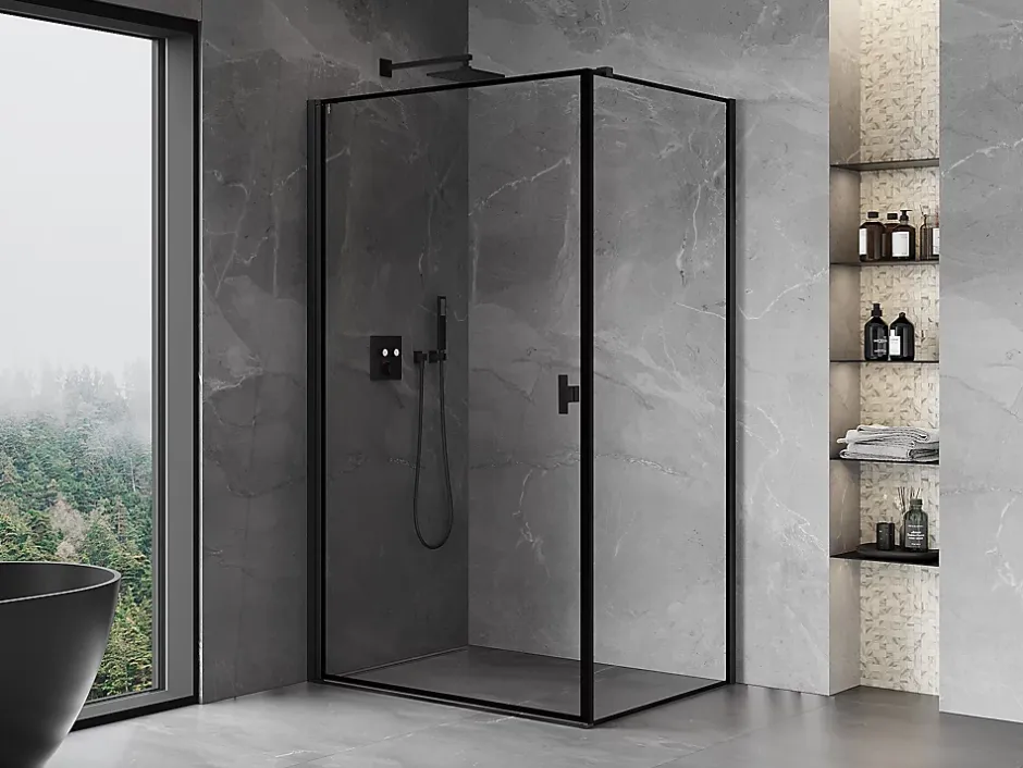 Mexen Mist-B cabine de douche pivotante gauche 100 x 85 cm, cadre noir, noir - 8A2T-100-085-70-70-L* Cabine De Douche