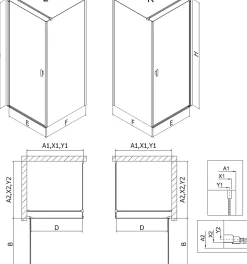 Mexen Mist-B cabine de douche pivotante 100 x 100 cm, transparent, or brossé - 8A2T-100-100-55-00* Cabine De Douche