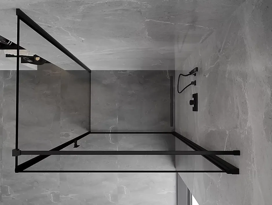 Mexen Mist-B cabine de douche pivotante droite 80 x 110 cm, cadre noir, noir - 8A2T-080-110-70-70-P