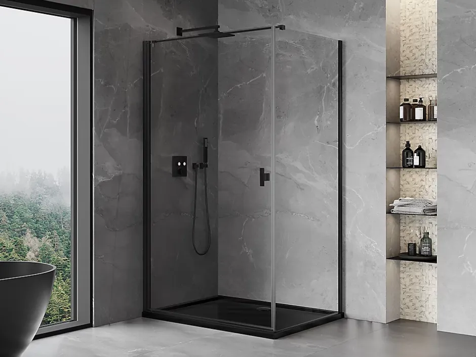 Mexen Mist-B cabine de douche pivotante 100 x 120 cm, transparent, noir - 8A2T-100-120-70-00* Cabine De Douche