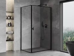 Mexen Mist-B cabine de douche pivotante droite 70 x 80 cm, cadre noir, noir - 8A2T-070-080-70-70-P