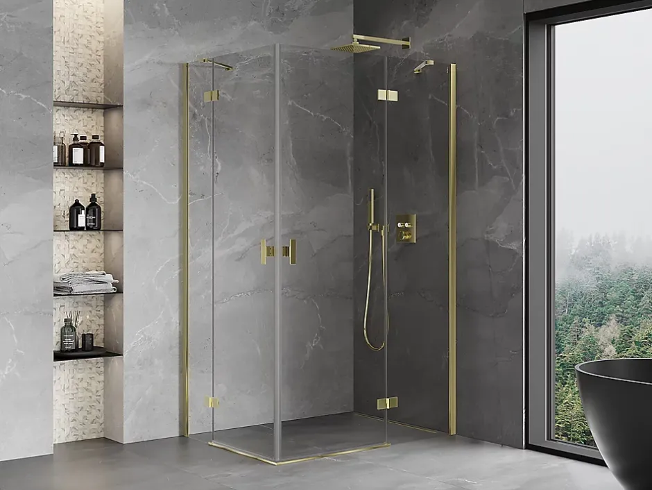 Mexen Mist-H Duo cabine de douche pivotante droite 80 x 110 cm, transparent, or - 8A5-080L-110P-50-00* Cabine De Douche