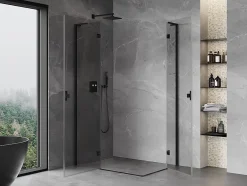 Mexen Mist-H L Duo cabine de douche battante gauche 110 x 90 cm, transparent, noir - 8A5L-110L-090P-70-00* Cabine De Douche