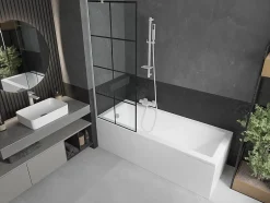 Mexen Next paroi de baignoire 1-volet 70 x 150 cm, grille noire, blanc - 895-070-000-00-77-20* Paroi De Douche