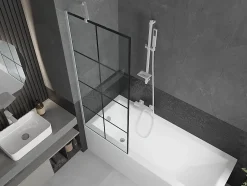 Mexen Next paroi de baignoire 1-volet 70 x 150 cm, grille noire, blanc - 895-070-000-00-77-20* Paroi De Douche