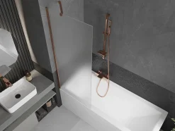 Mexen Next paroi de baignoire 1 vantail 70 x 150 cm, dépoli, or rose - 895-070-000-00-30-60