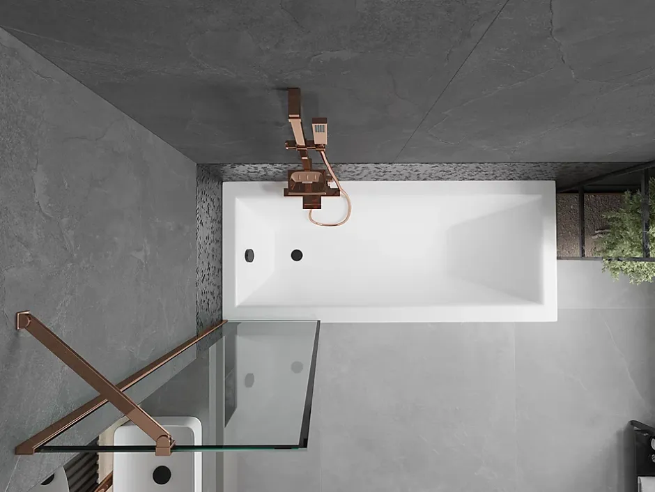 Mexen Next paroi de douche à 1 volet 50 x 150 cm, cadre noir, or rose - 895-050-000-00-70-60