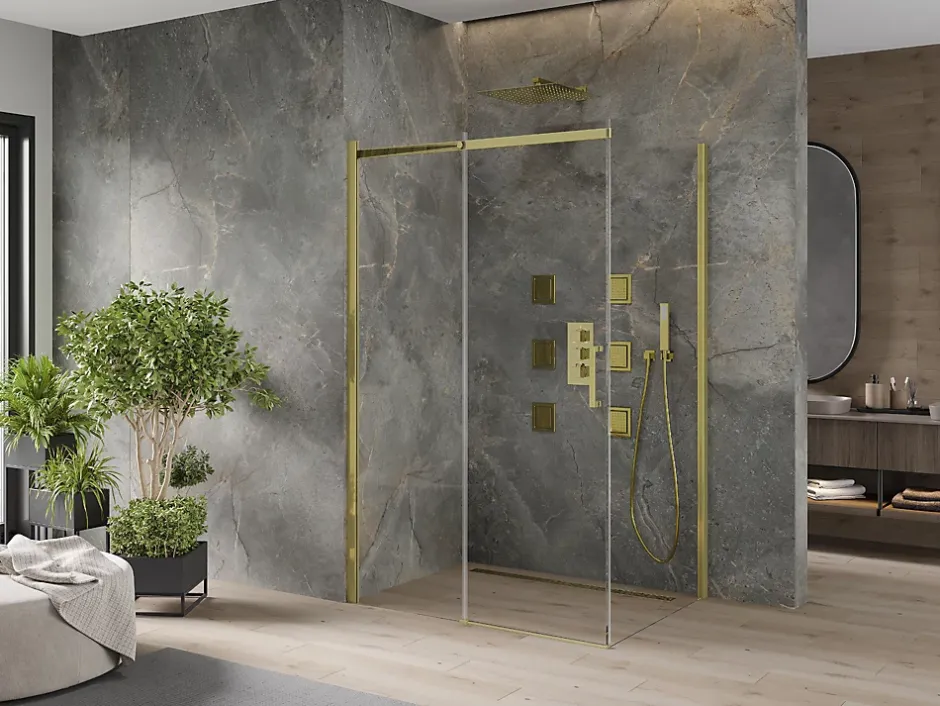 Mexen Omega cabine de douche coulissante 110 x 80 cm, transparent, dorée - 825-110-080-50-00* Paroi De Douche