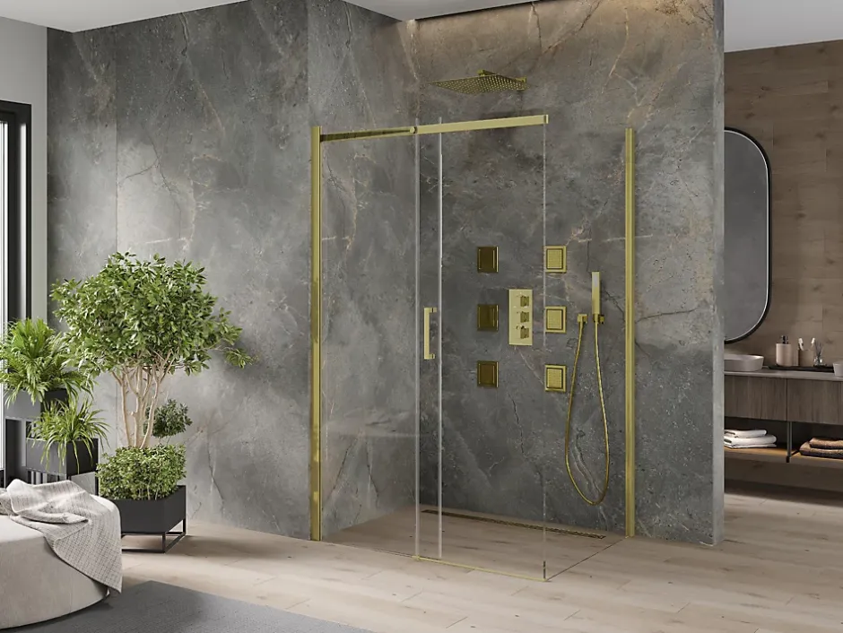 Mexen Omega cabine de douche coulissante 110 x 80 cm, transparent, dorée - 825-110-080-50-00* Paroi De Douche
