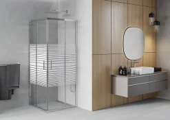 Mexen Rio cabine de douche carrée 80 x 80 cm, bandes blanches, chrome - 860-080-080-01-20