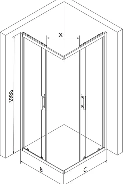 Mexen Rio cabine de douche carrée 80 x 80 cm, bandes blanches, chrome - 860-080-080-01-20
