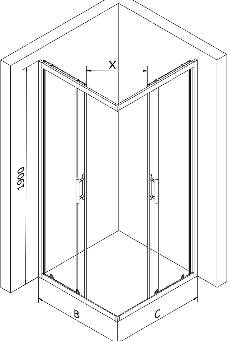 Mexen Rio cabine de douche carrée 80 x 80 cm, bandes blanches, chrome - 860-080-080-01-20