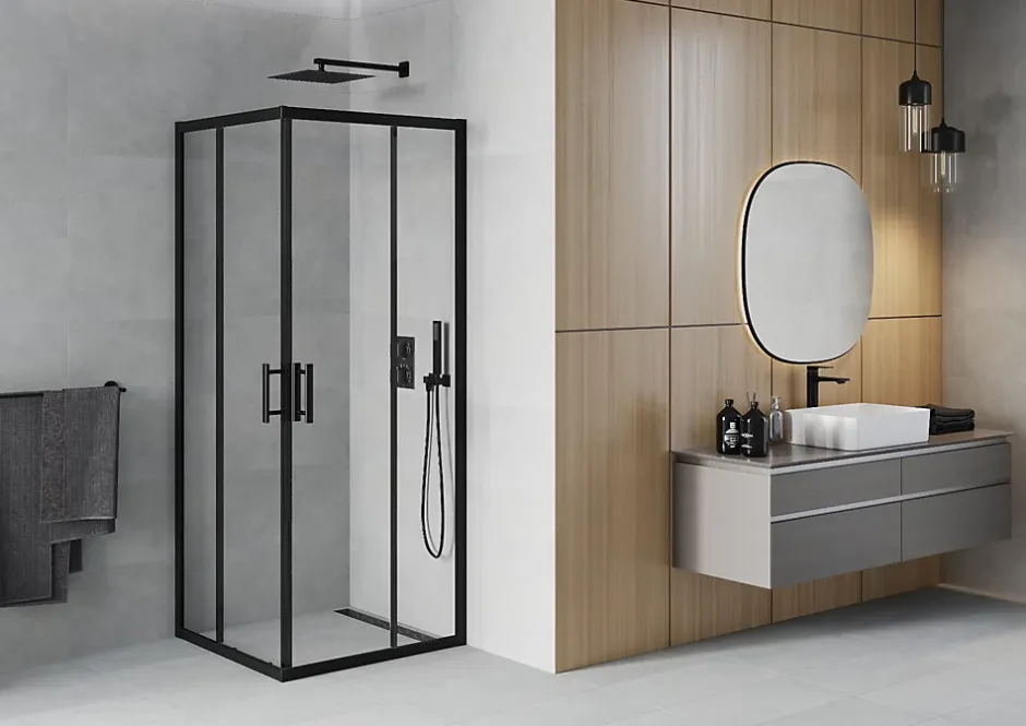 Mexen Rio cabine de douche carrée 80 x 80 cm, transparente, noire - 860-080-080-70-00