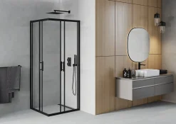 Mexen Rio cabine de douche carrée 80 x 80 cm, transparente, noire - 860-080-080-70-00