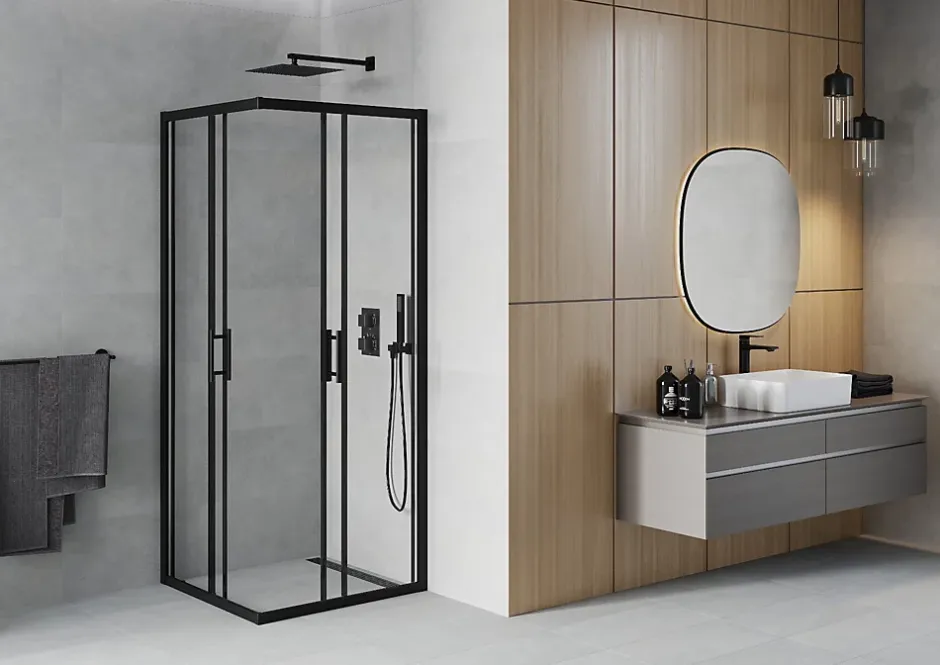 Mexen Rio cabine de douche carrée 80 x 80 cm, transparente, noire - 860-080-080-70-00