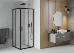 Mexen Rio cabine de douche carrée 80 x 80 cm, givrée, noire - 860-080-080-70-30* Paroi De Douche