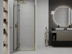 Mexen Roma porte de douche battante 90 cm, transparent, doré - 854-090-000-50-00
