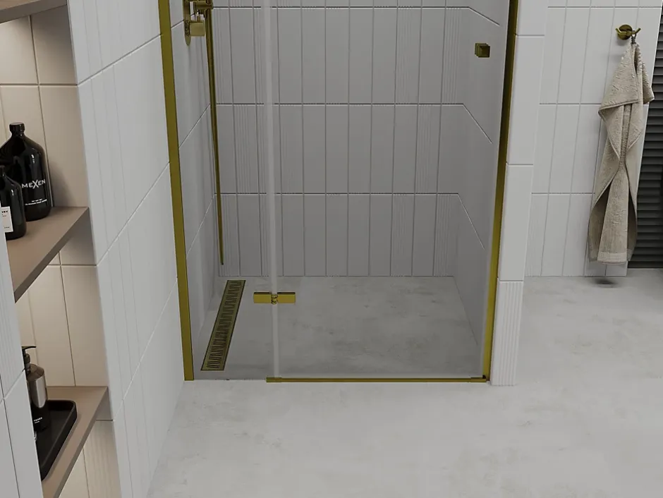 Mexen Roma porte de douche battante 90 cm, transparent, doré - 854-090-000-50-00
