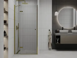 Mexen Roma porte de douche pivotante 120 cm, transparentes, dorées - 854-120-000-50-00