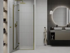 Mexen Roma porte de douche pivotante 120 cm, transparentes, dorées - 854-120-000-50-00
