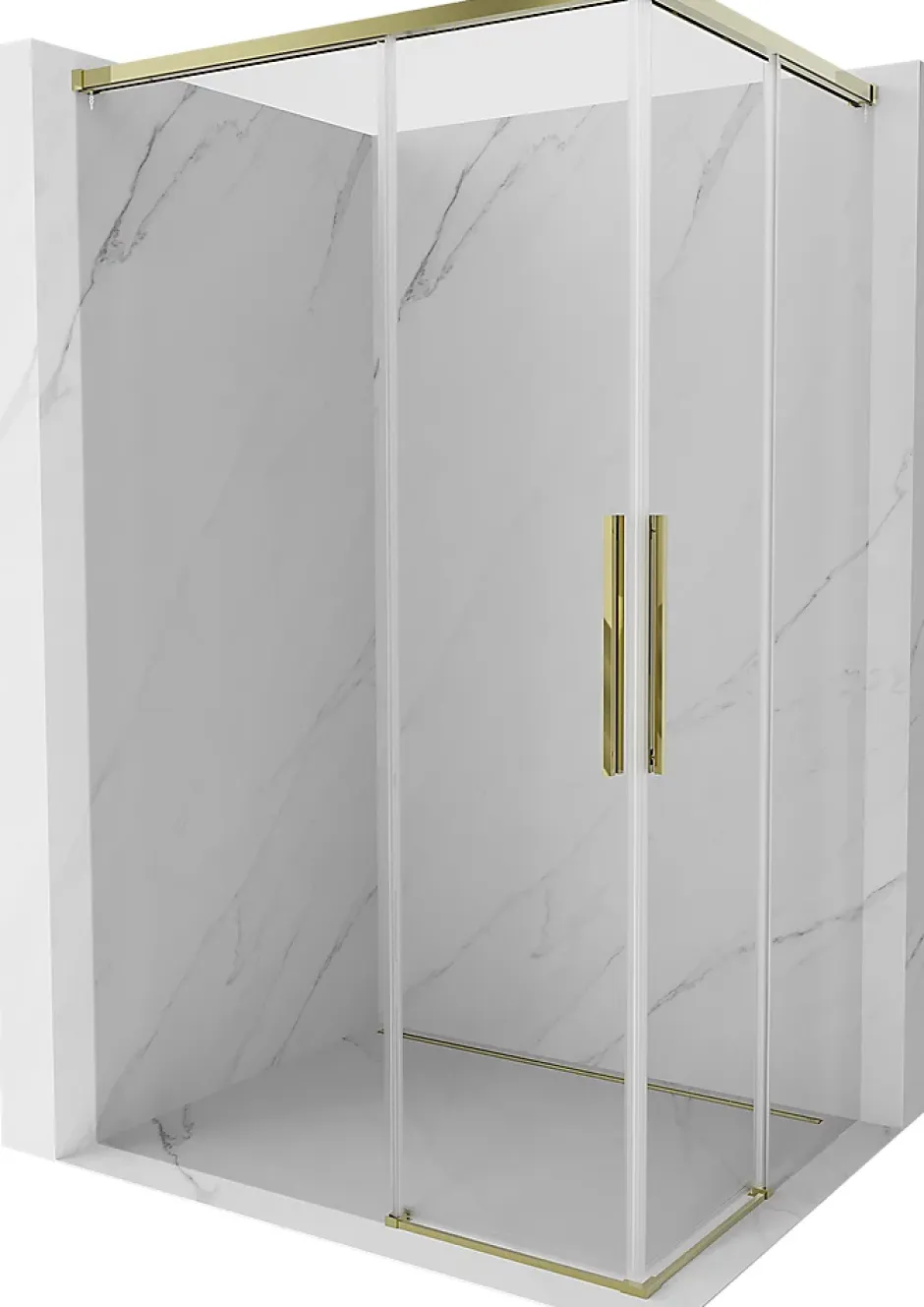 Mexen Rox Duo cabine de douche coulissante 120 x 80 cm, transparent, or - 8C2D-120-080-50-00