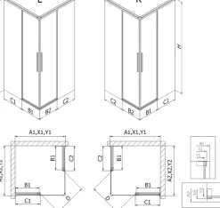 Mexen Rox Duo cabine de douche coulissante 120 x 80 cm, transparent, or - 8C2D-120-080-50-00