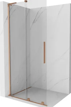 Mexen Velar L paroi de douche coulissante Walk-in 120 x 200 cm, transparent 8 mm, cuivre brossé - 871-120-003-03-65