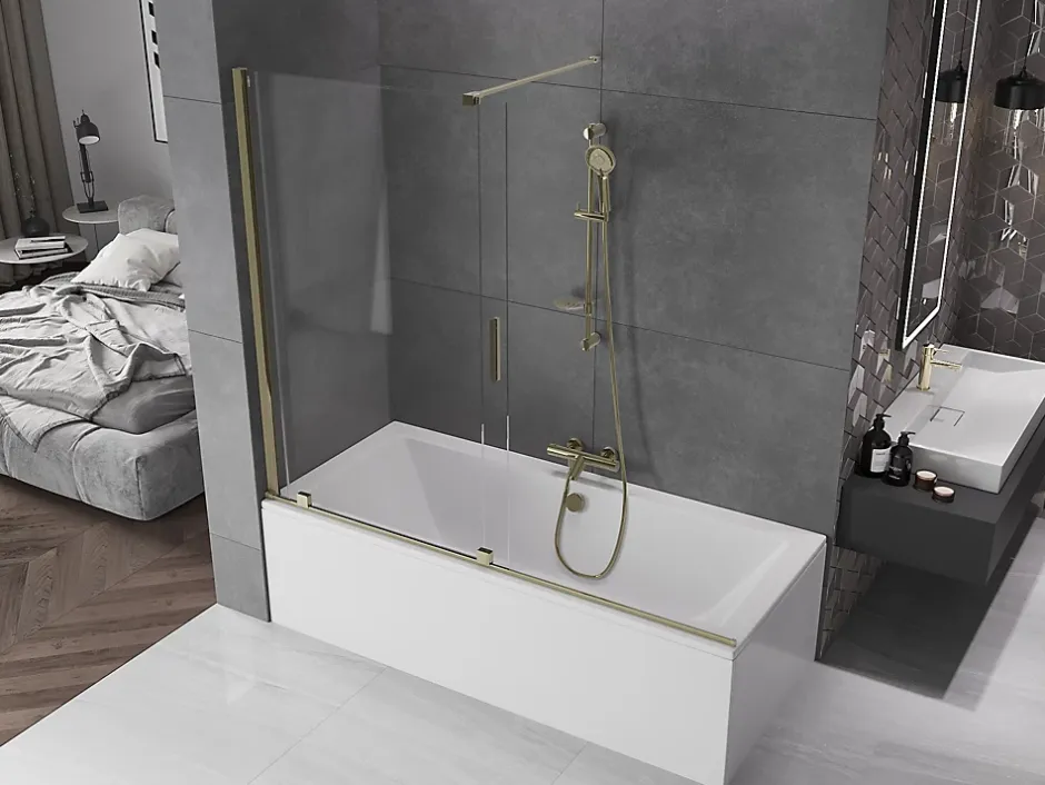 Mexen Velar pare-douche 2 plis coulissant 180 x 150 cm, transparent, doré - 896-180-000-01-50* Paroi De Douche