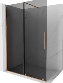 Mexen Velar paroi de douche coulissante Walk-in 150 x 200 cm, graphite 8 mm, cuivre brossé - 871-150-000-43-65* Paroi De Douche