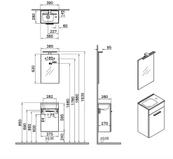 Vitra Mia ensemble meuble 39x61x28 cm avec miroir, lavabo et éclairage LED, Cordoba (MIASET40C)