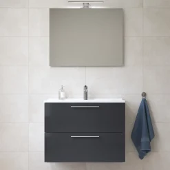 Vitra Mia ensemble meuble 79x61x39,5 cm avec miroir, lavabo et éclairage LED, Anthracite brillant (MIASET80A)