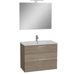 Vitra Mia ensemble meuble 79x61x39,5 cm avec miroir, lavabo et éclairage LED, Cordoba (MIASET80C)* Lave-Mains