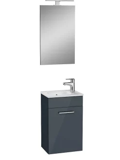 Vitra Mia ensemble meuble 39x61x28 cm avec miroir, lavabo et éclairage LED, Anthracite brillant (MIASET40A)* Lave-Mains