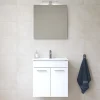 Vitra Mia ensemble meuble 59x61x39,5 cm avec porte, avec miroir, lavabo et éclairage LED, Blanc brillant (MIASETFP60B)* Lave-Mains