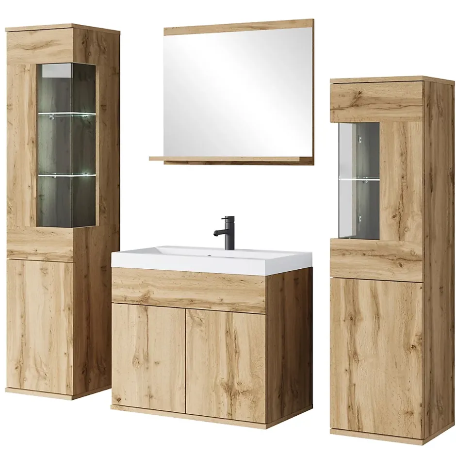 MINIO go for it , ensemble de meubles de salle de bain NIKITA chêne wotan, 4 pièces