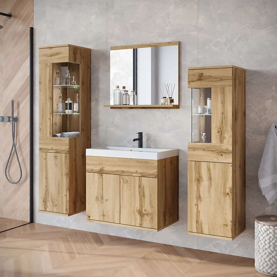 MINIO go for it , ensemble de meubles de salle de bain NIKITA chêne wotan, 4 pièces