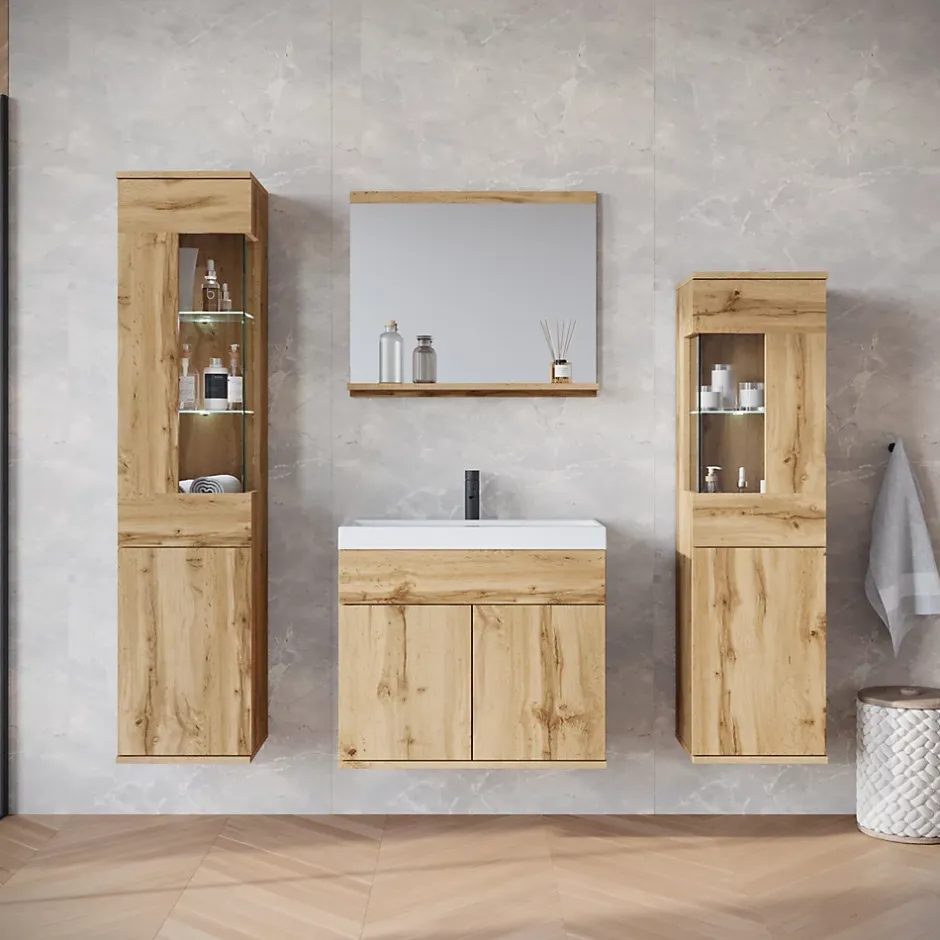 MINIO go for it , ensemble de meubles de salle de bain NIKITA chêne wotan, 4 pièces