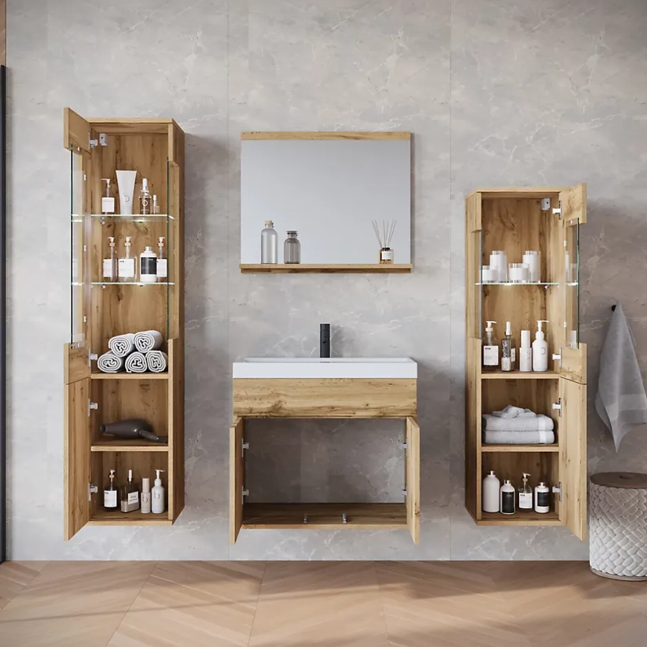 MINIO go for it , ensemble de meubles de salle de bain NIKITA chêne wotan, 4 pièces