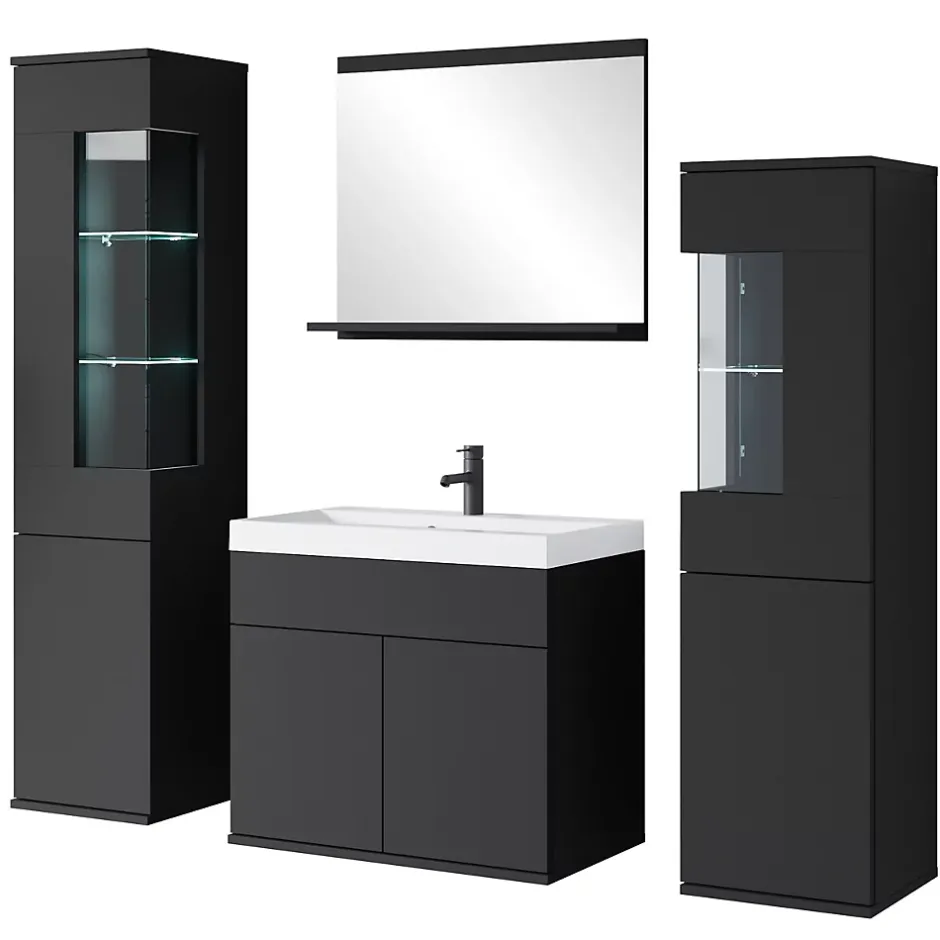 MINIO go for it , ensemble de meubles de salle de bain NIKITA noir, 4 pièces* Ensemble Meuble De Salle De Bains
