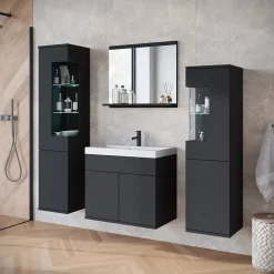 MINIO go for it , ensemble de meubles de salle de bain NIKITA noir, 4 pièces* Ensemble Meuble De Salle De Bains
