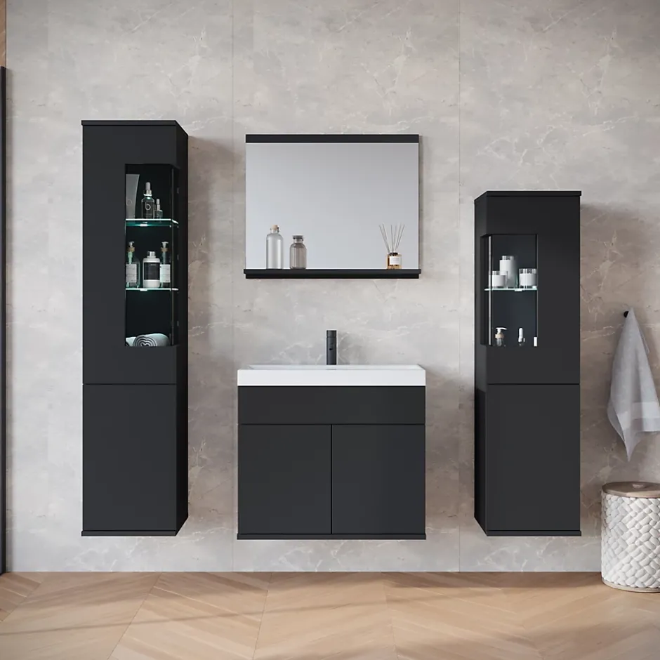 MINIO go for it , ensemble de meubles de salle de bain NIKITA noir, 4 pièces* Ensemble Meuble De Salle De Bains