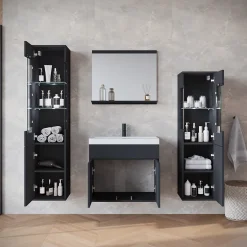 MINIO go for it , ensemble de meubles de salle de bain NIKITA noir, 4 pièces* Ensemble Meuble De Salle De Bains