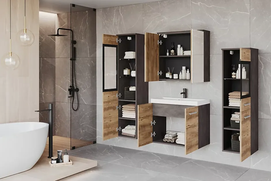 MINIO go for it , Meuble de salle de bain dans la couleur matelas/ châtaigne Wroclaw - MARIT II