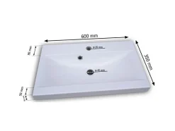 MINIO go for it , Set de meubles de salle de bains 4 pièces ALBECK, avec lavabo, blanc brillant / chêne wotan* Ensemble Meuble De Salle De Bains