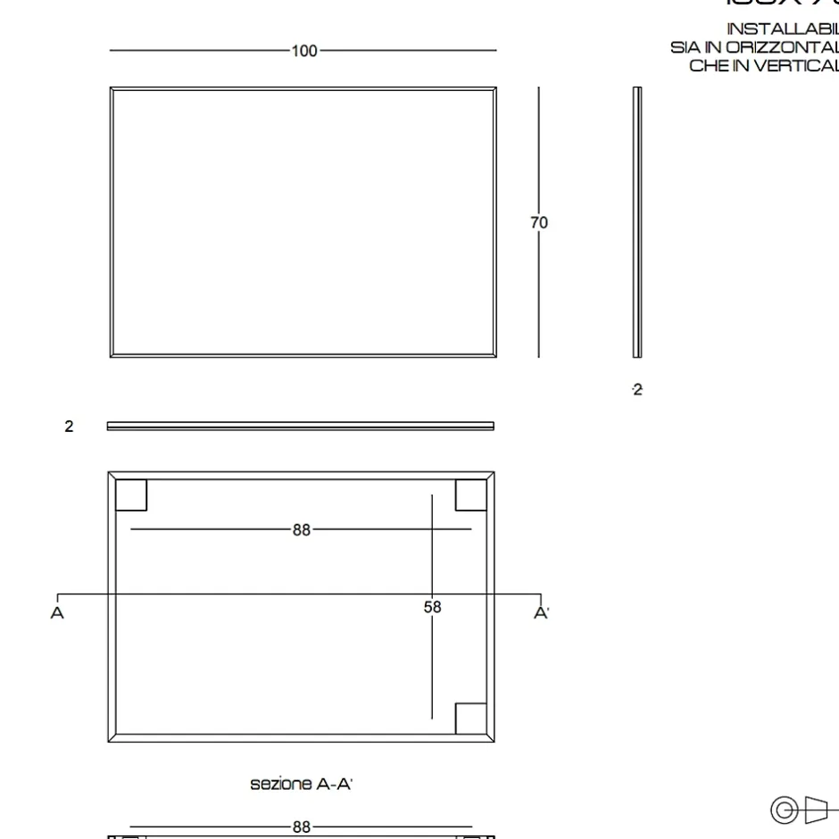 Kiamami Valentina Miroir À Bord Brillant Avec Bordure Noire Mate 100X70 Cm* Miroir Grossissant