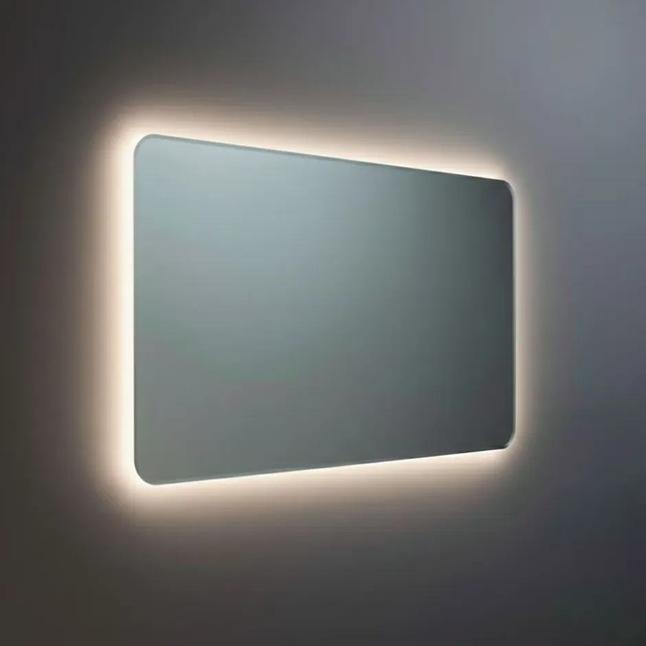 Et Design Miroir à bord poli 100x70 cm avec coins arrondis et rétroéclairage périmétrique